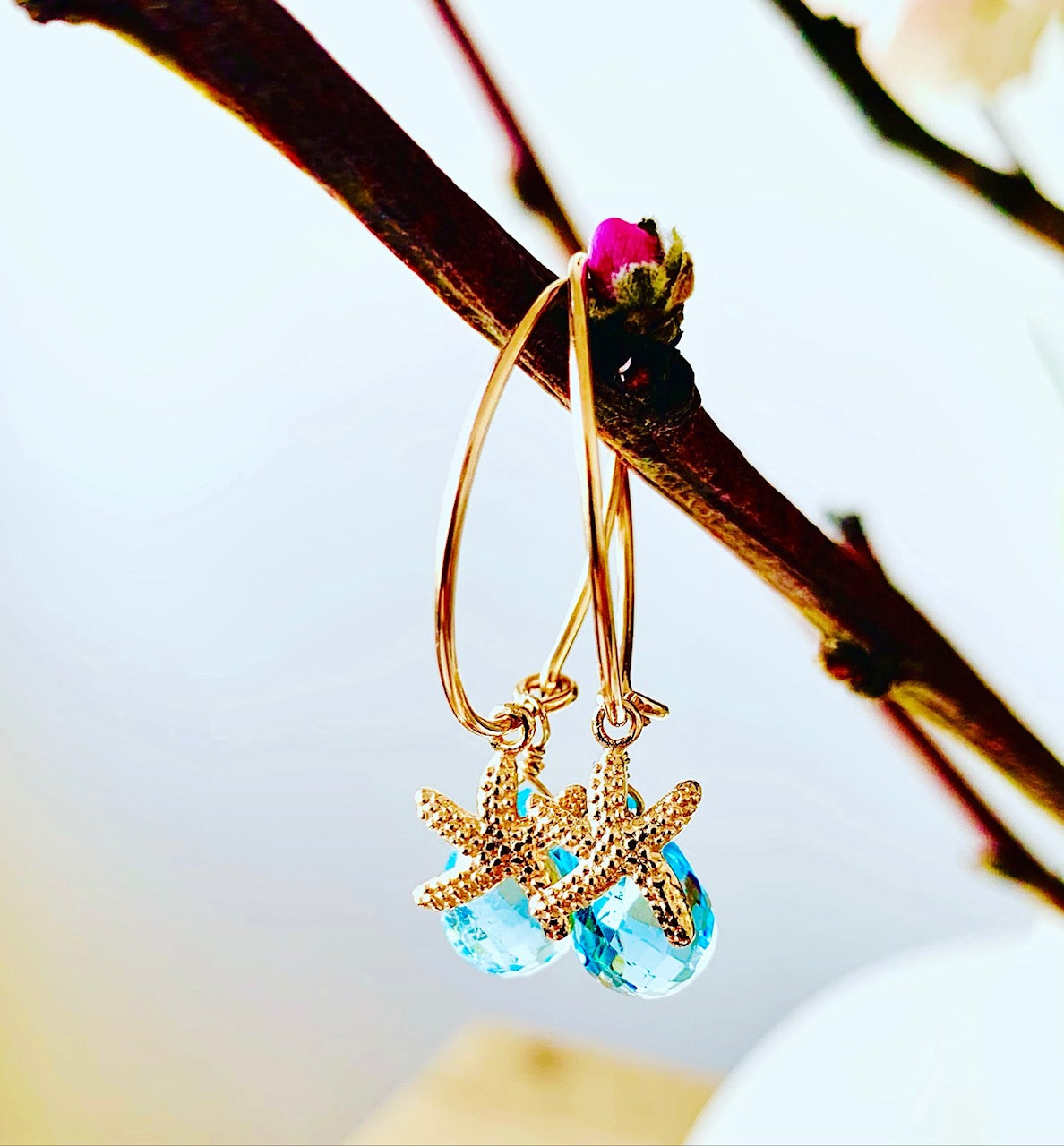 Seestern-Ohrringe mit Edelsteinen