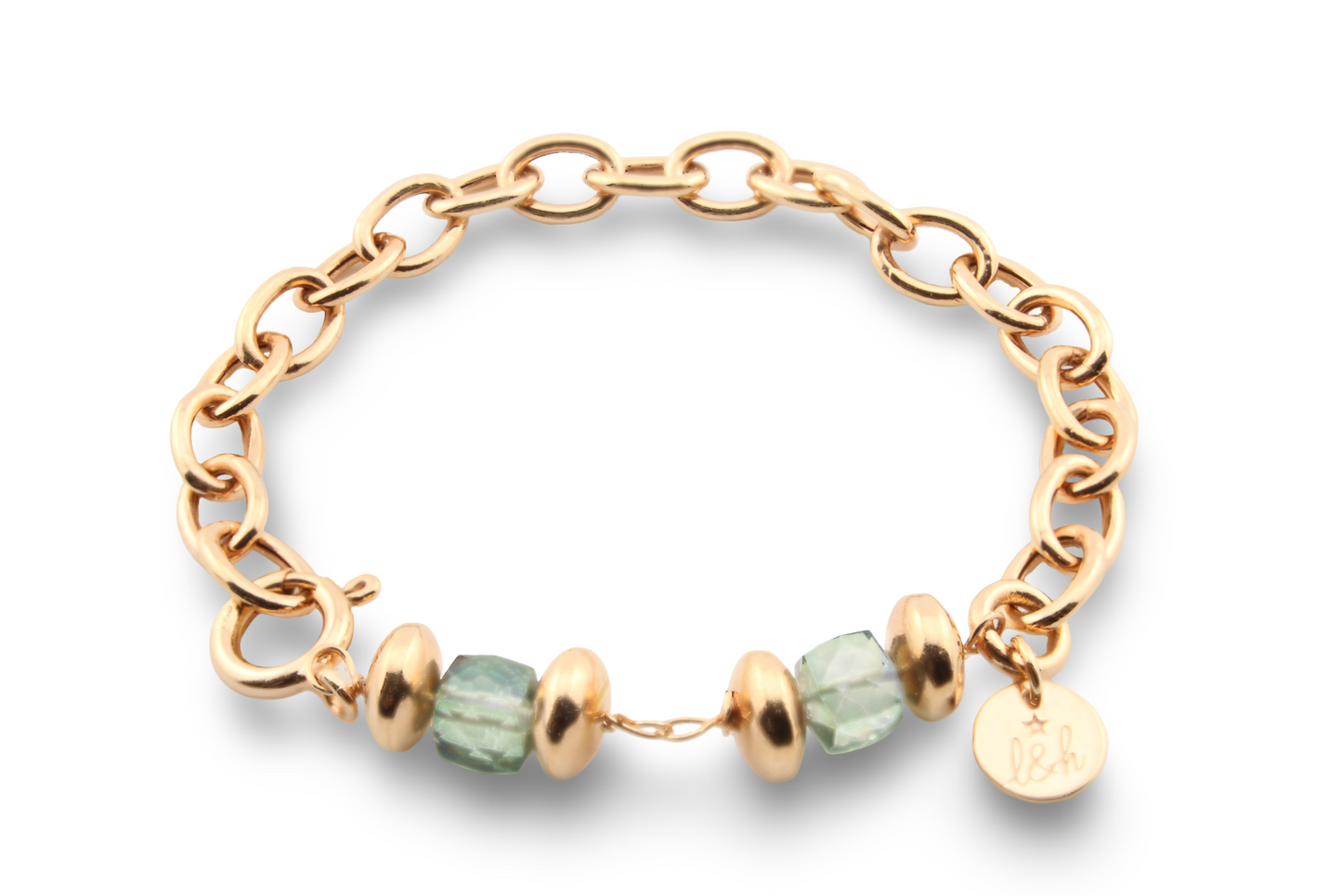 Goldenes Gliederarmband Comporta ★ mit grünen Amethysten